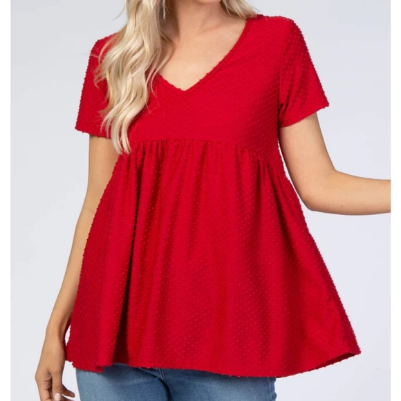 Pinkblush Red Swiss Dot Tiered Maternity Top - Picture 1 of 9